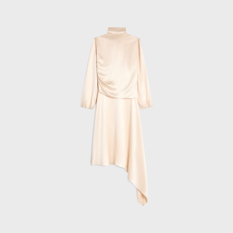 draped dress in silk satin