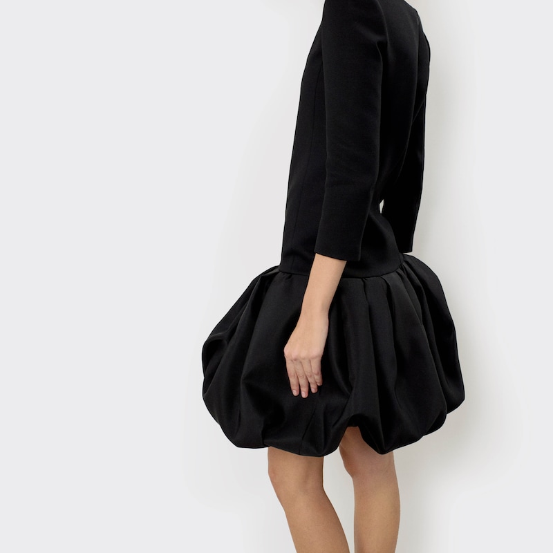 boule skirt dress in wool and silk cady