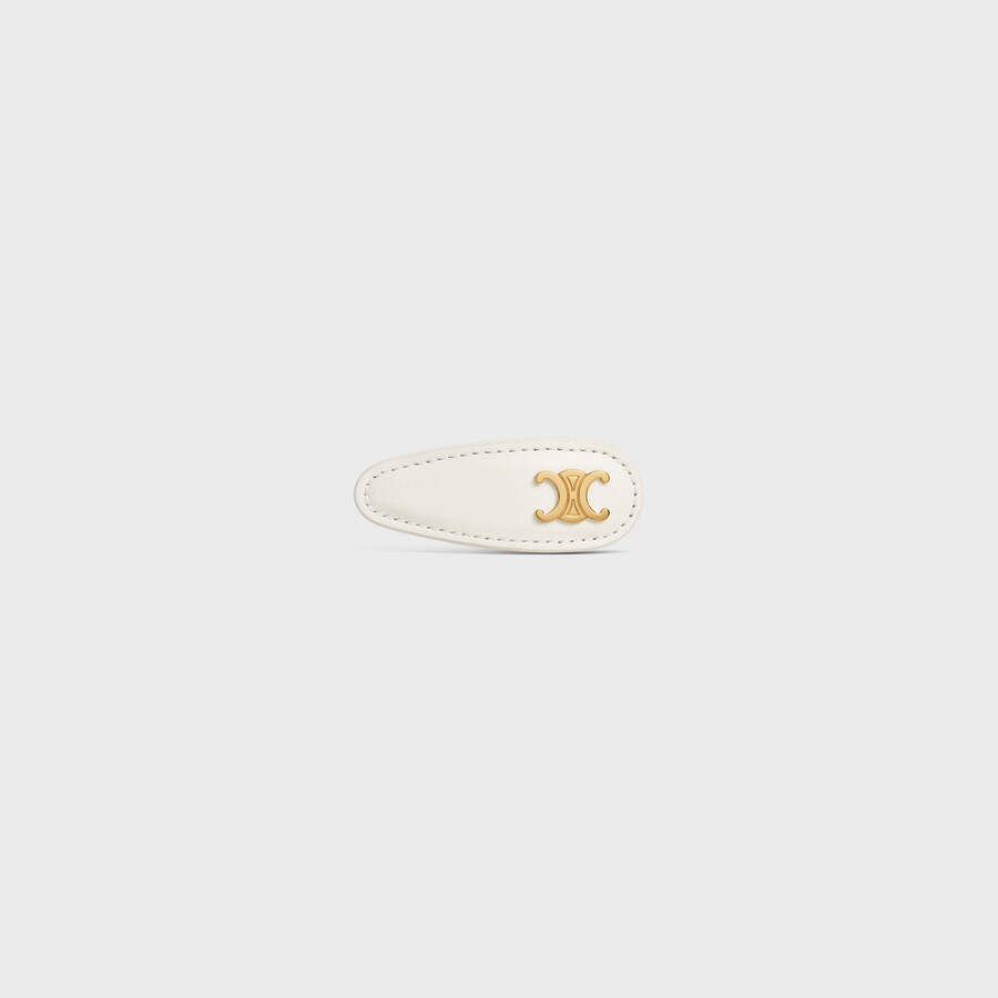 celine snap hair clip in calfskin brass with gold finish and steel