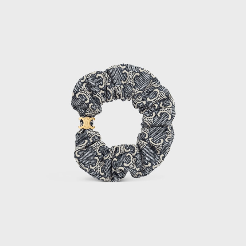 celine jacquard triomphe scrunchy in cotton polyester polyamide and brass with gold finish