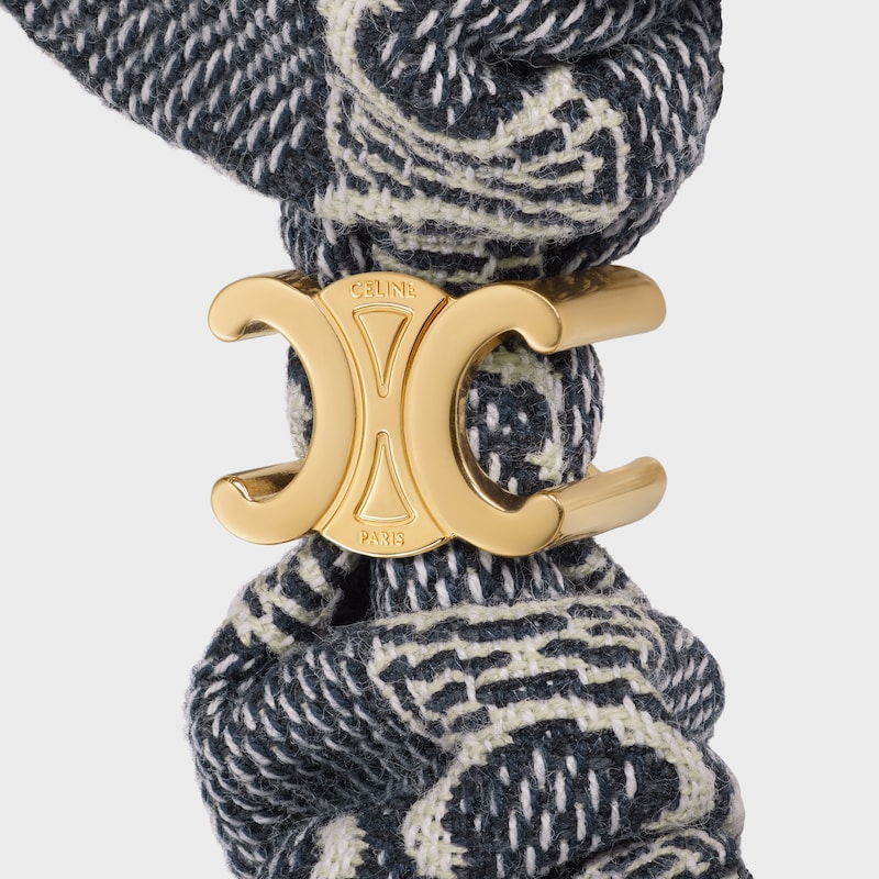 celine jacquard triomphe scrunchy in cotton polyester polyamide and brass with gold finish