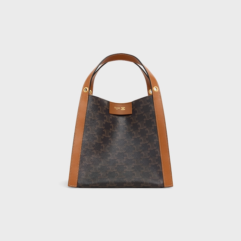 small cubo bag in triomphe canvas and natural calfskin