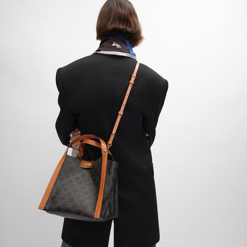 small cubo bag in triomphe canvas and natural calfskin