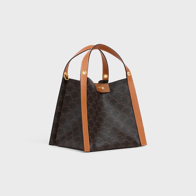 small cubo bag in triomphe canvas and natural calfskin