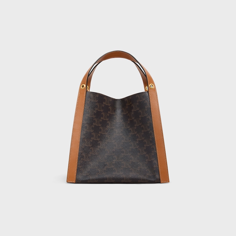 small cubo bag in triomphe canvas and natural calfskin