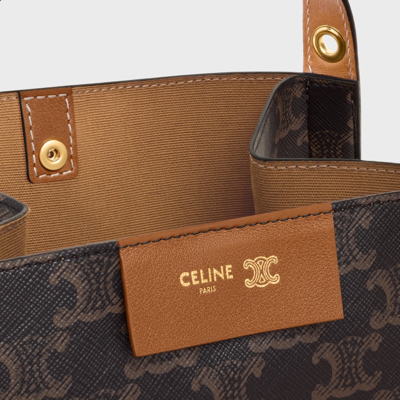 small cubo bag in triomphe canvas and natural calfskin