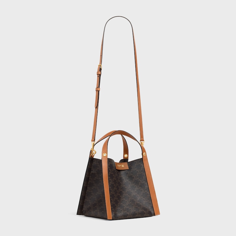 small cubo bag in triomphe canvas and natural calfskin