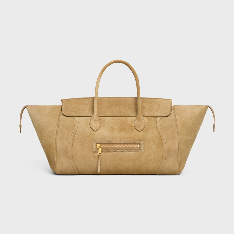 medium new luggage in suede calfskin