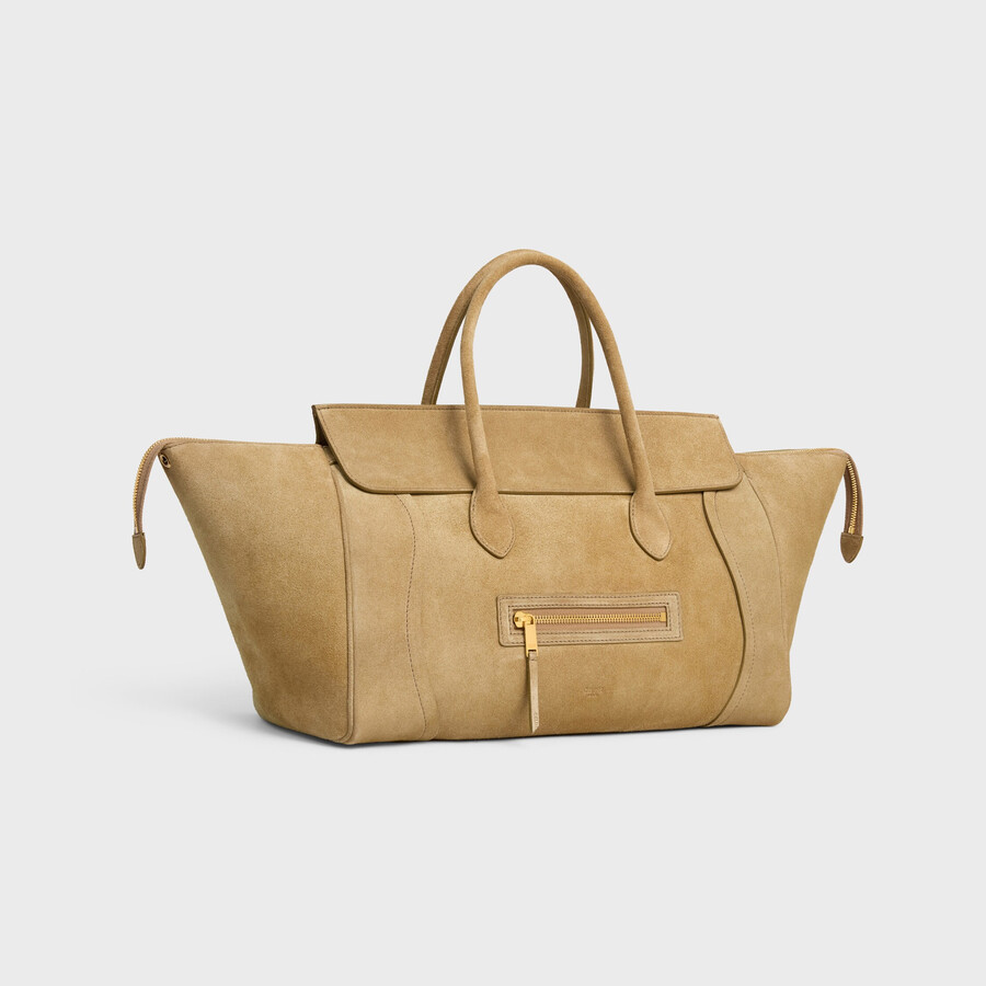 medium new luggage in suede calfskin