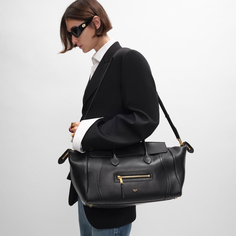 medium new luggage in supple shiny lambskin