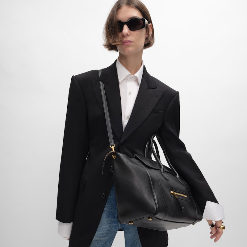 medium new luggage in supple shiny lambskin