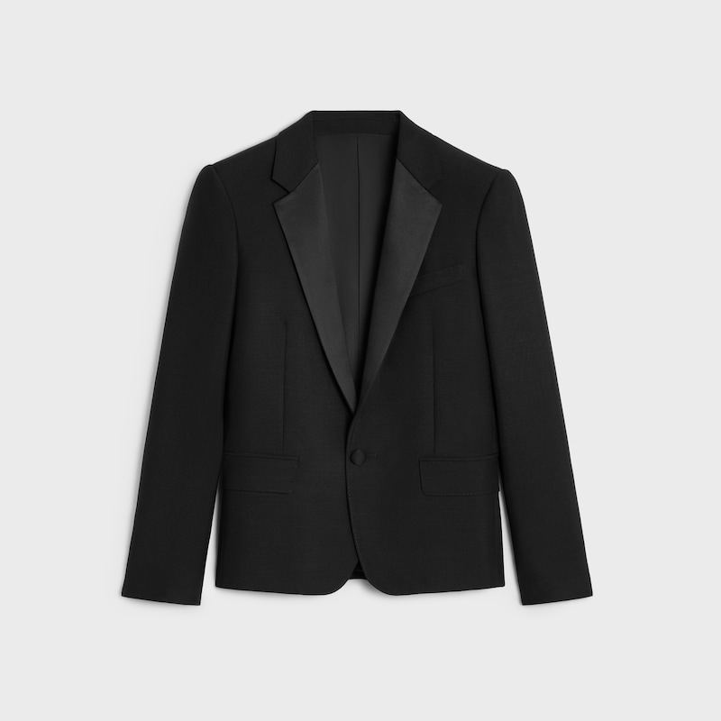 short tux jacket in wool and mohair