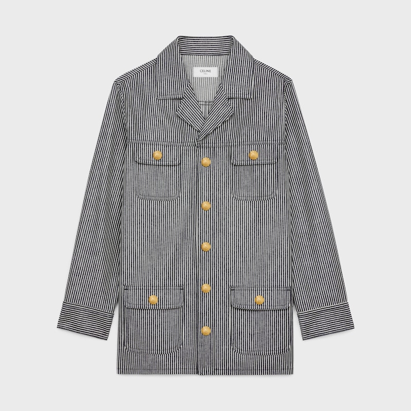 safari jacket in hickory striped cotton