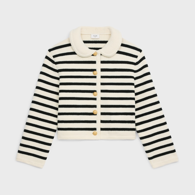 cardigan jacket in striped wool