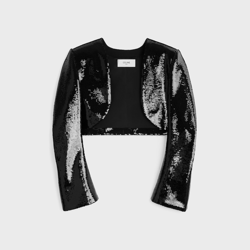 embroidered bolero jacket in wool gabardine