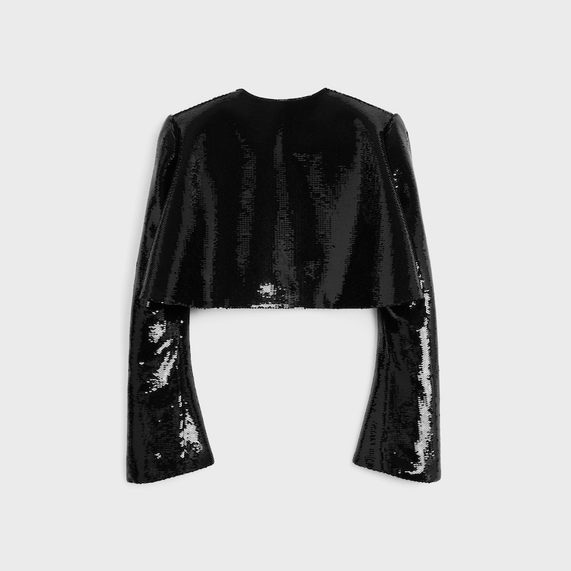 embroidered bolero jacket in wool gabardine