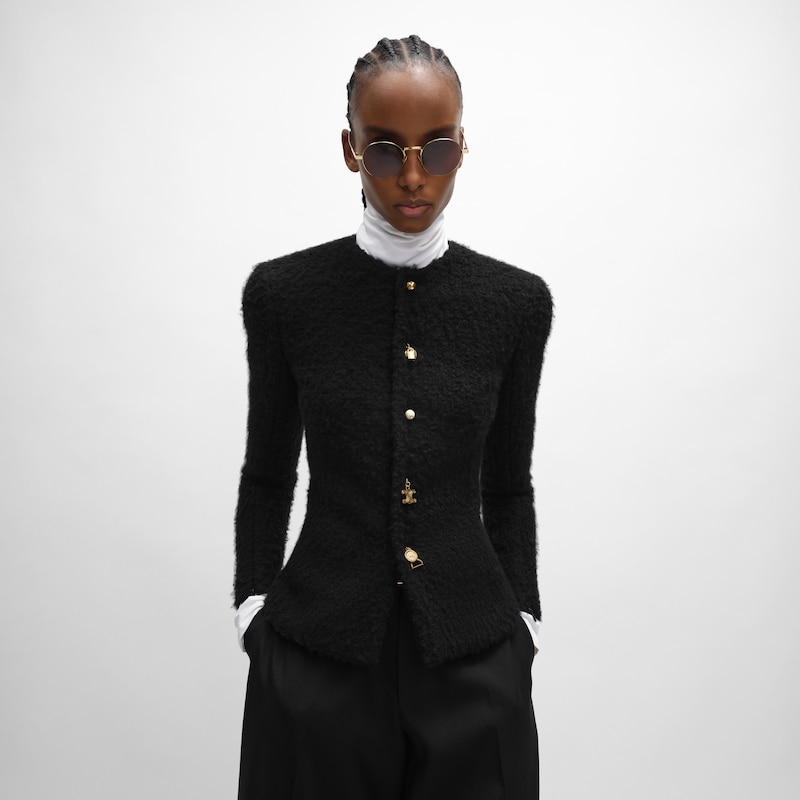 jacket in cashmere and wool natteacute