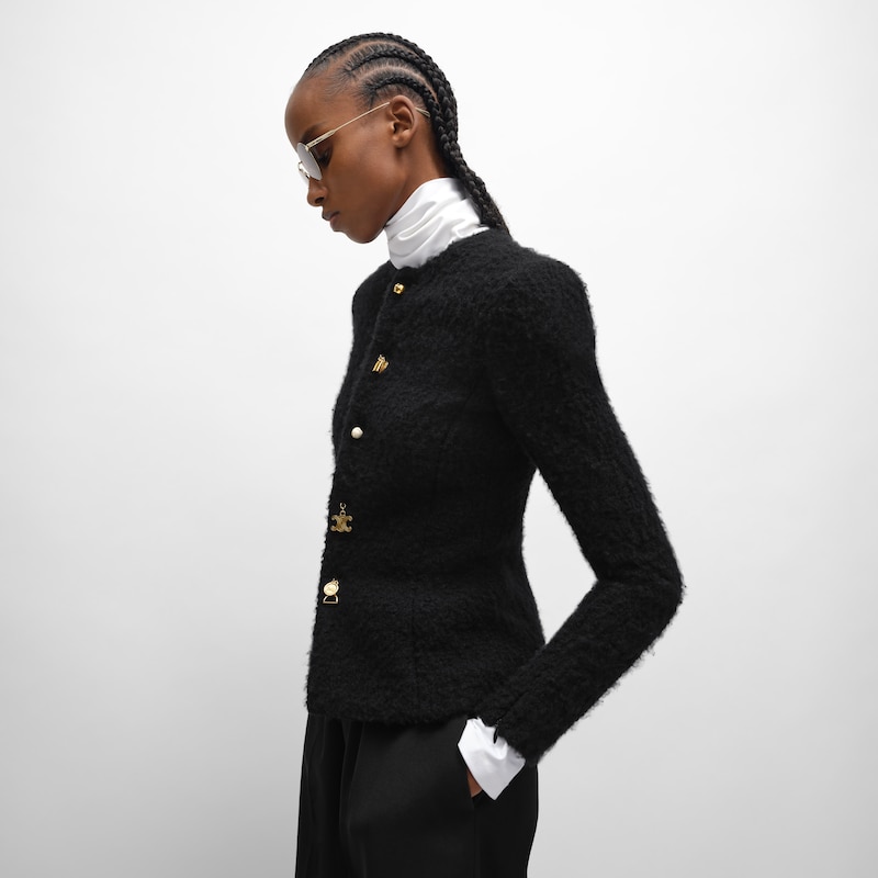 jacket in cashmere and wool natteacute