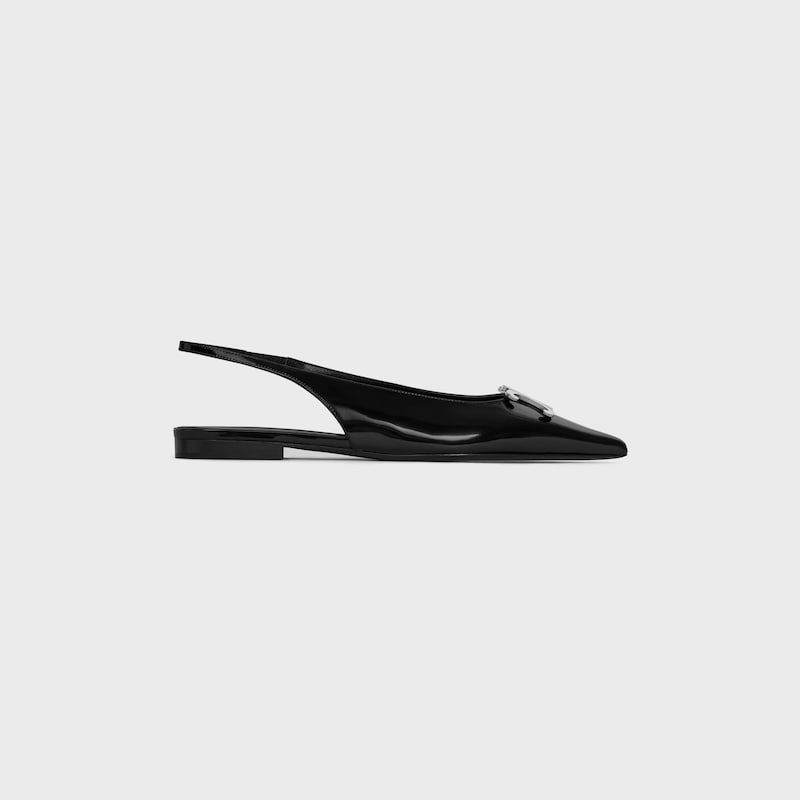 celine alma triomphe flat slingback in glossy calfskin