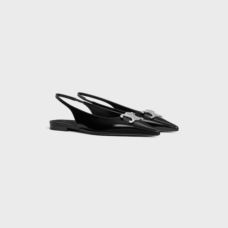 celine alma triomphe flat slingback in glossy calfskin