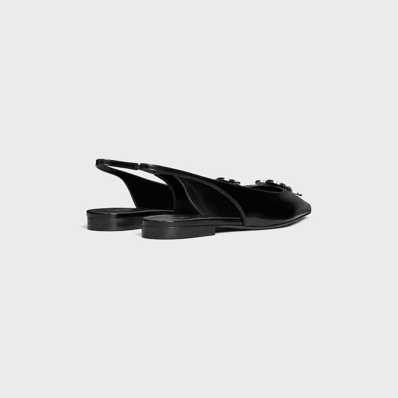 celine alma triomphe flat slingback in glossy calfskin