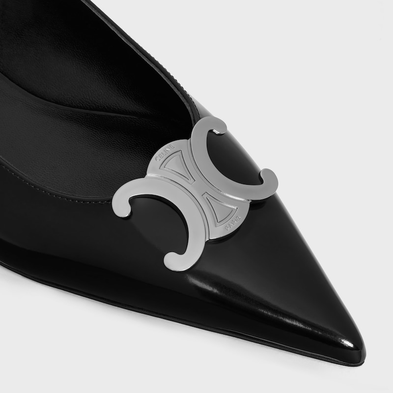 celine alma triomphe flat slingback in glossy calfskin