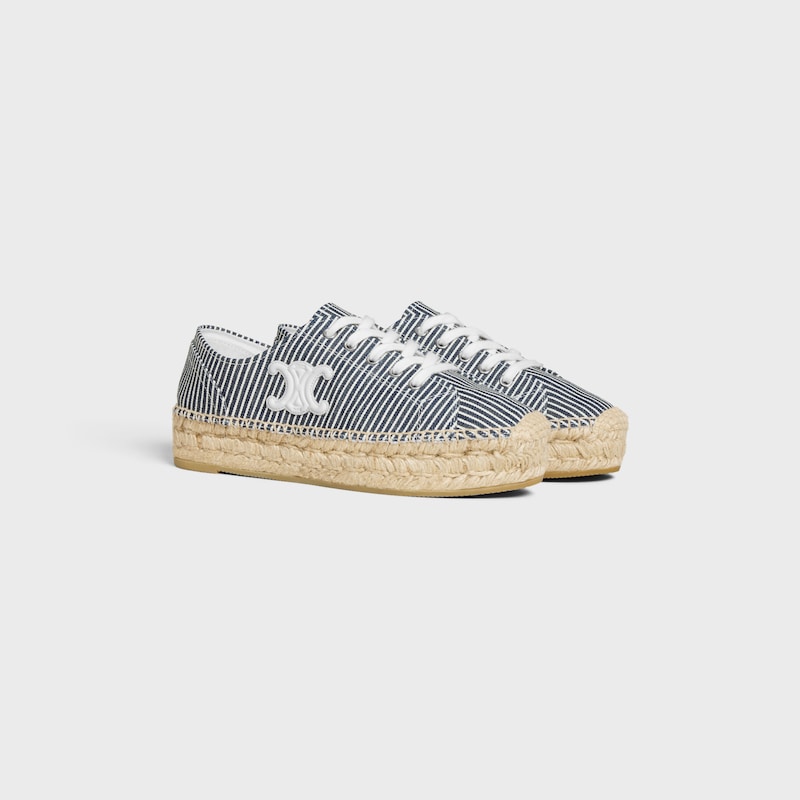 les espadrilles celine lace-up in oshkosh canvas and calfskin