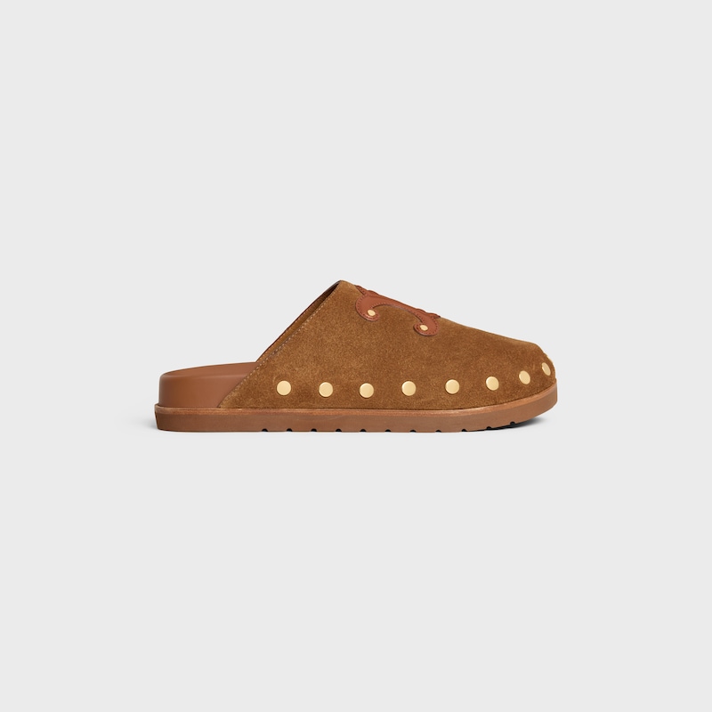 celine pitea clog in suede calfskin