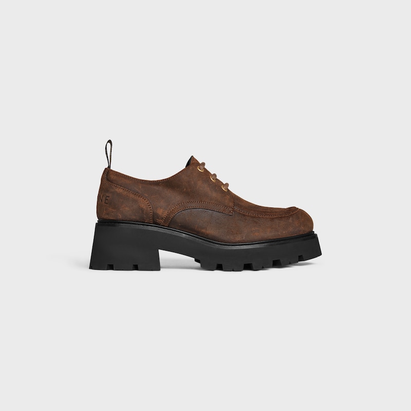 celine triomphe derbies in waxed suede calfskin