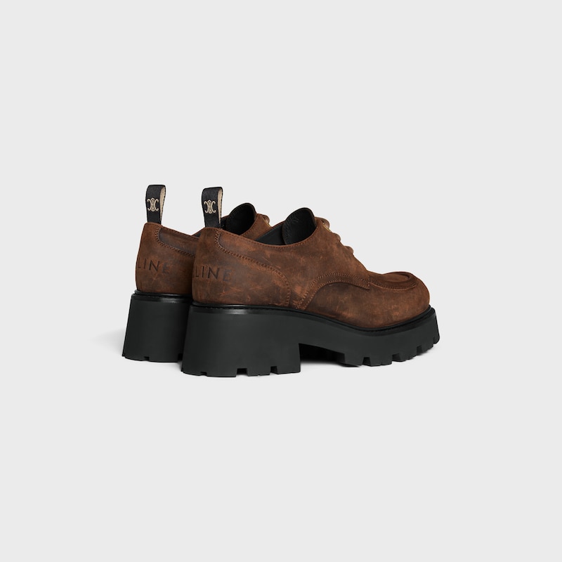 celine triomphe derbies in waxed suede calfskin