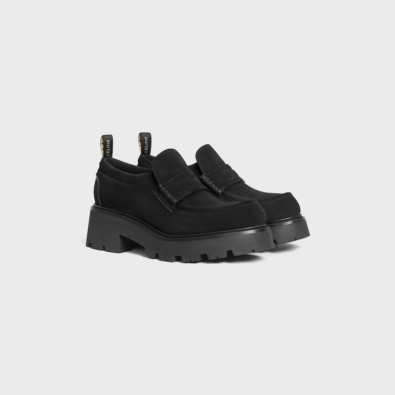 celine triomphe loafers in suede calfskin