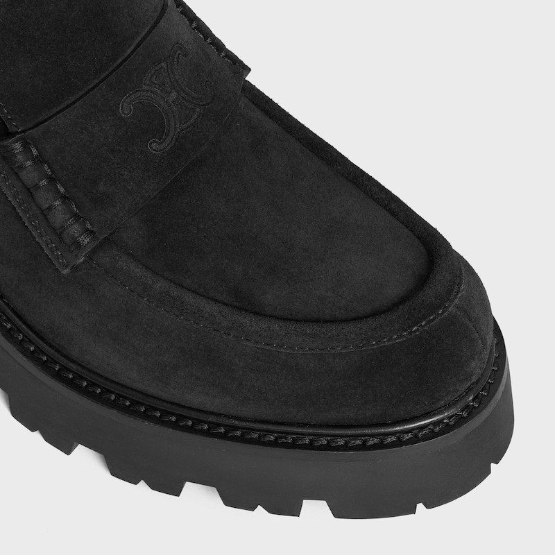 celine triomphe loafers in suede calfskin