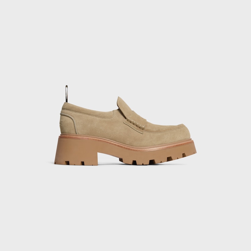 celine triomphe loafers in suede calfskin