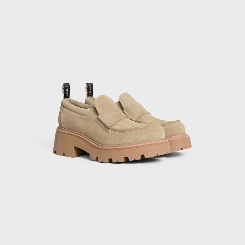 celine triomphe loafers in suede calfskin