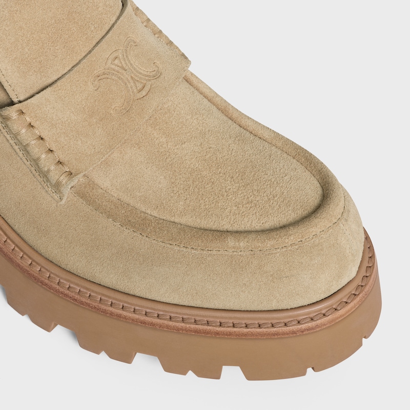 celine triomphe loafers in suede calfskin