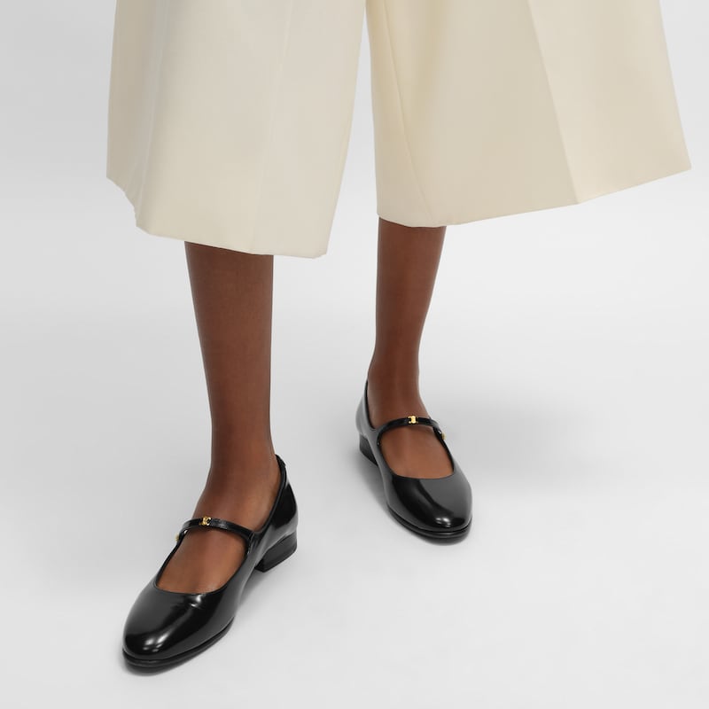city - mary-jane ballerina in glossy calfskin