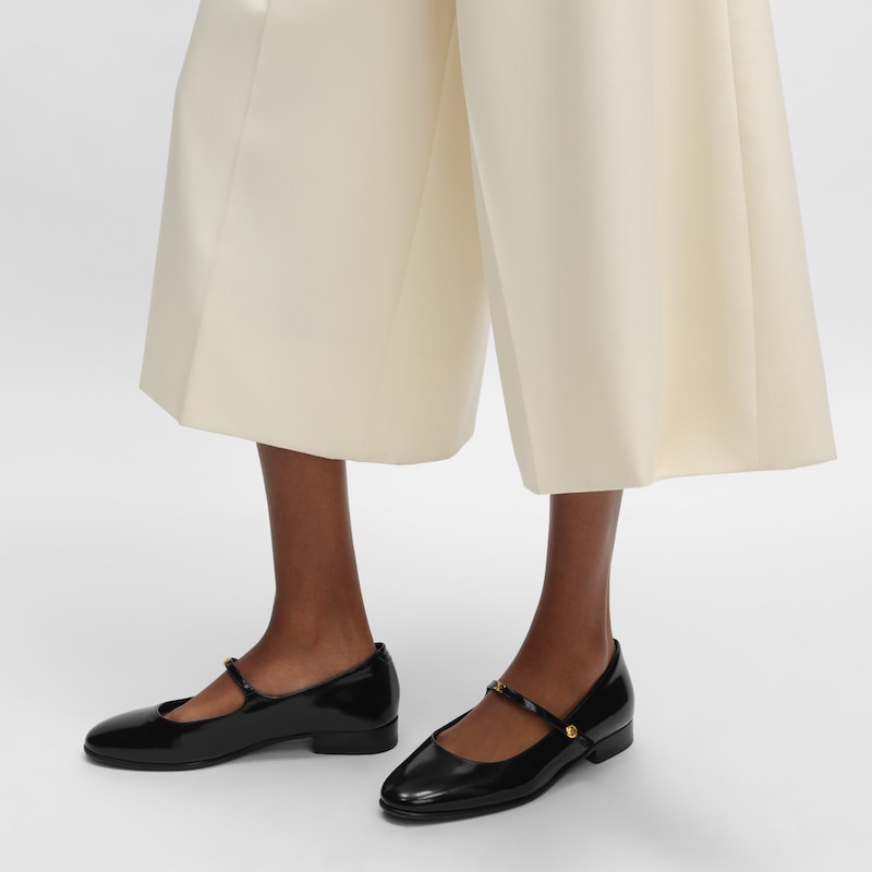 city - mary-jane ballerina in glossy calfskin