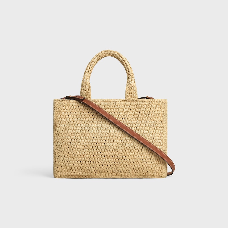 small cabas thais in raffia and calfskin