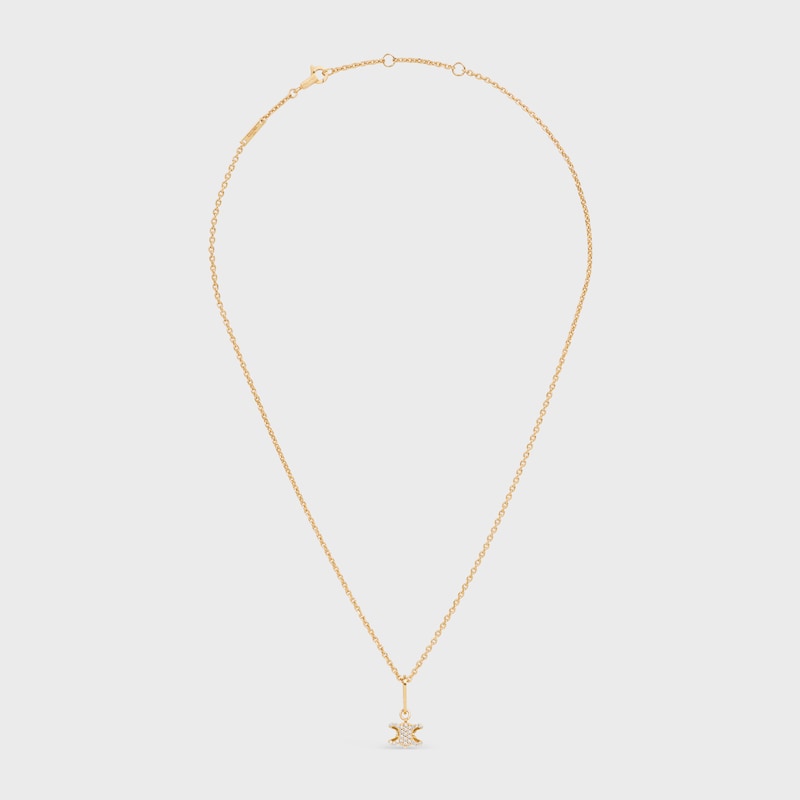 triomphe solitaire sparkle necklace in strass and brass with gold finish