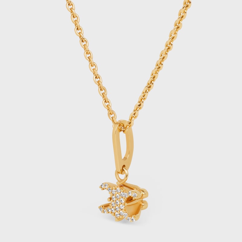 triomphe solitaire sparkle necklace in strass and brass with gold finish