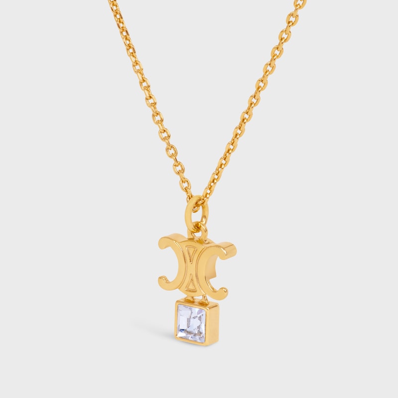 triomphe twinkle necklace in strass and brass with gold finish