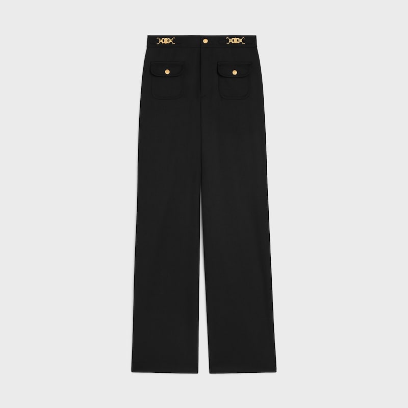 pants with gourmettes in diagonal wool