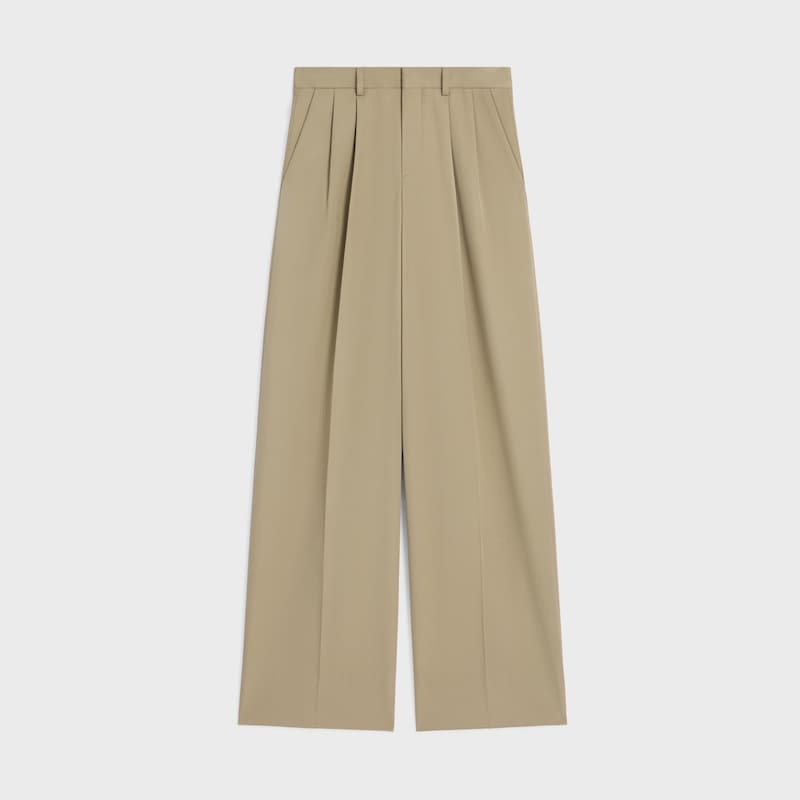 pleated trousers in cotton and wool gabardine