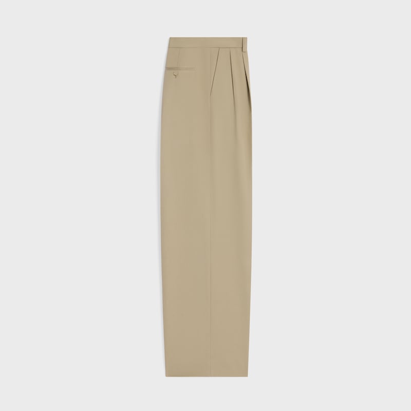 pleated trousers in cotton and wool gabardine