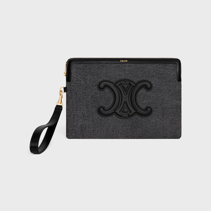 small pouch with strap cuir triomphe in denim