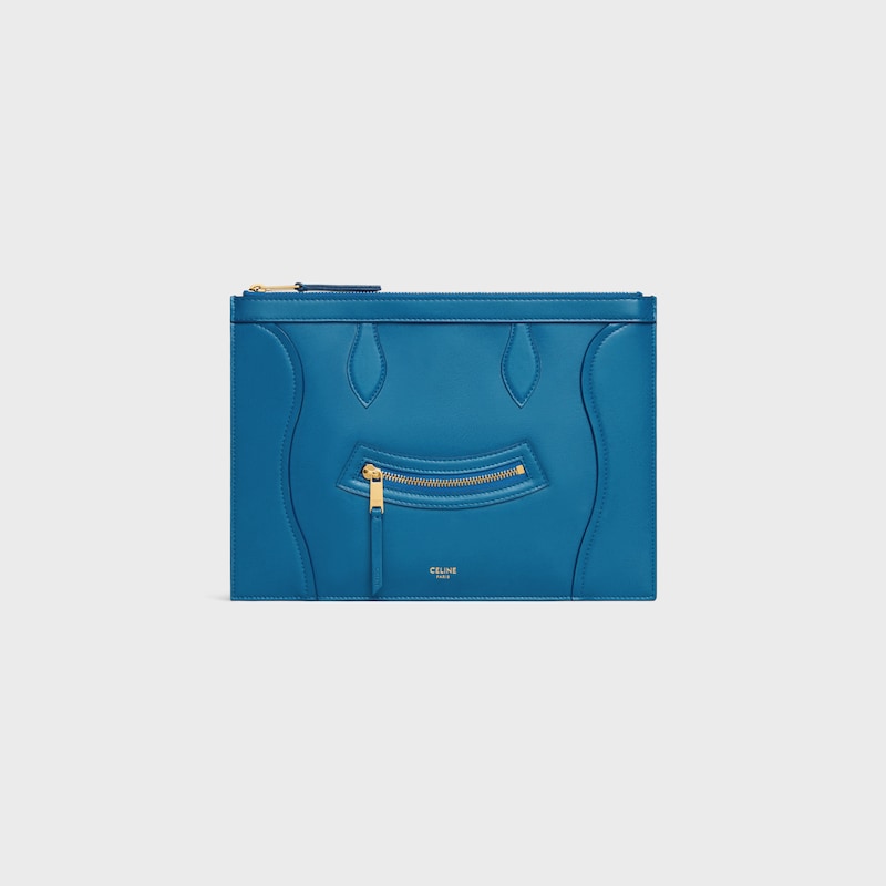 medium pouch in glossy calfskin