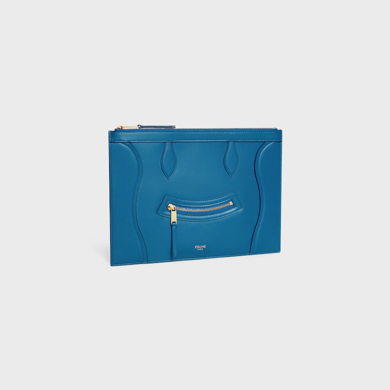 medium pouch in glossy calfskin