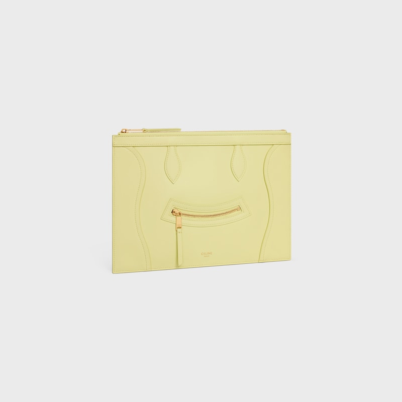 medium pouch in glossy calfskin