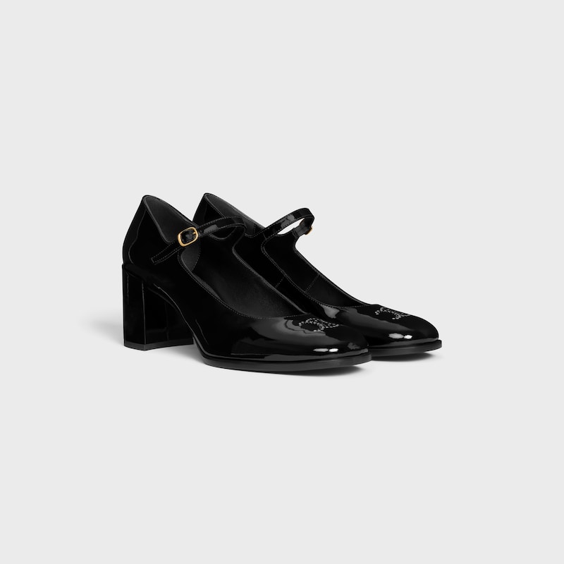 celine lily perforated triomphe babies in patent calfskin