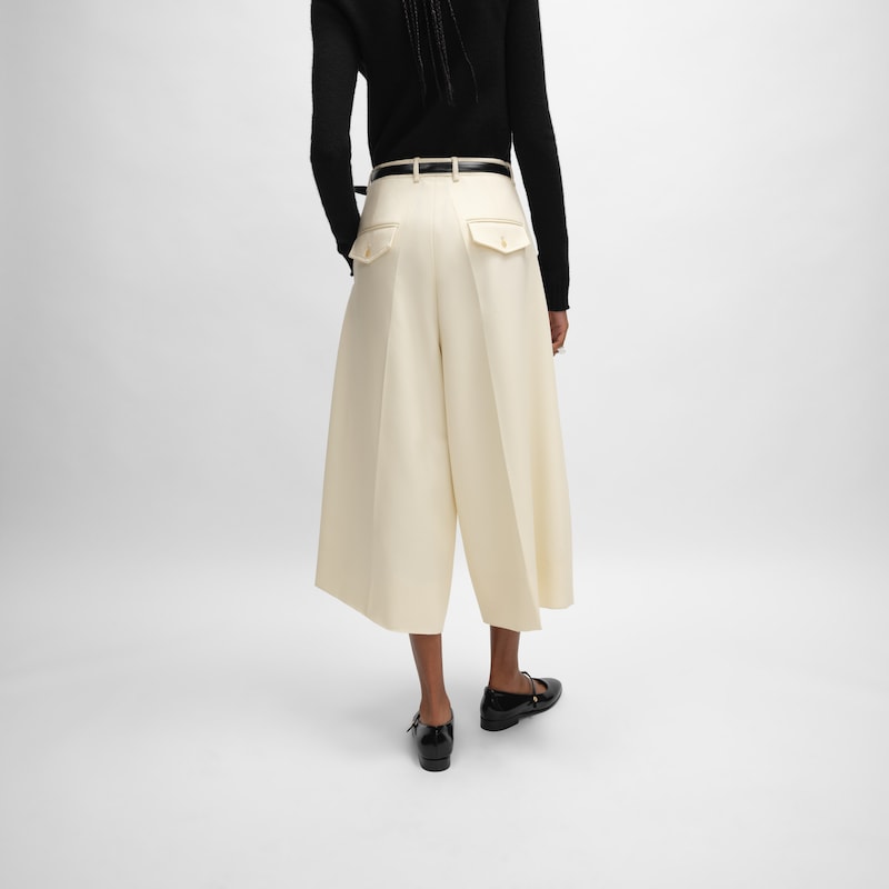 montauk cropped trousers in diagonal wool